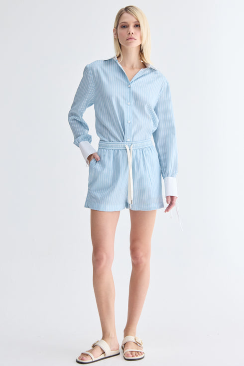 SHORTS LISTRA AZUL CLARO